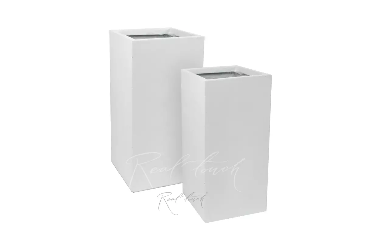 Planter Real Touch Plain Cuboid (M) - white