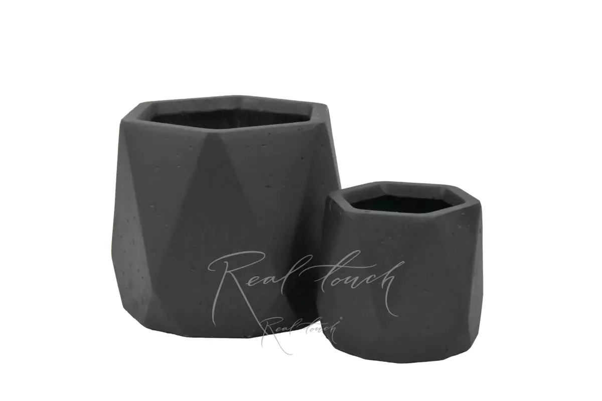 Planter Real Touch Hexagon small (S) - Black