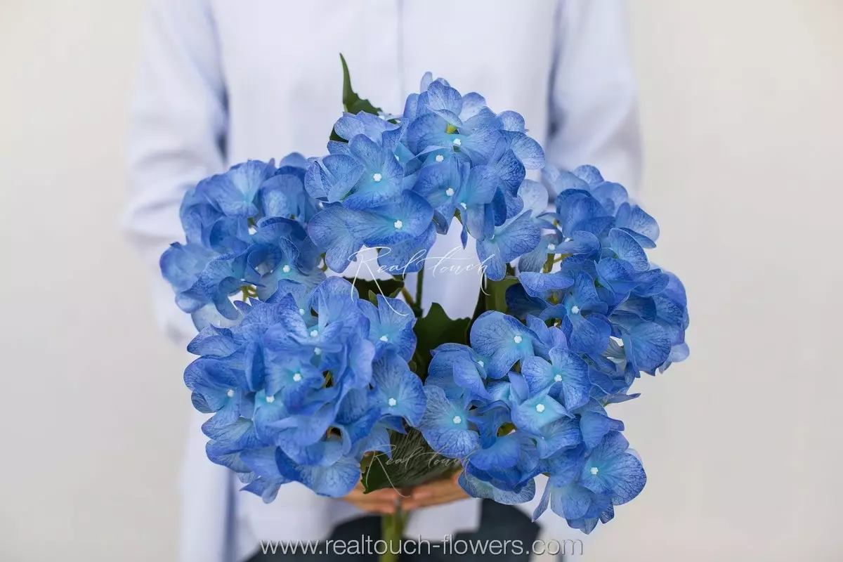 Real Touch hydrangea bush (5 blooms) - blue