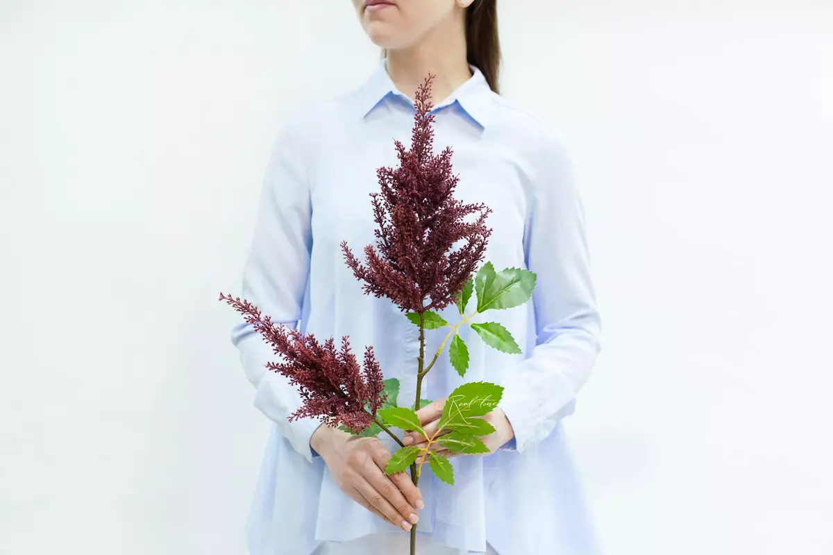 Artificial Astilbe branch  - bordeaux