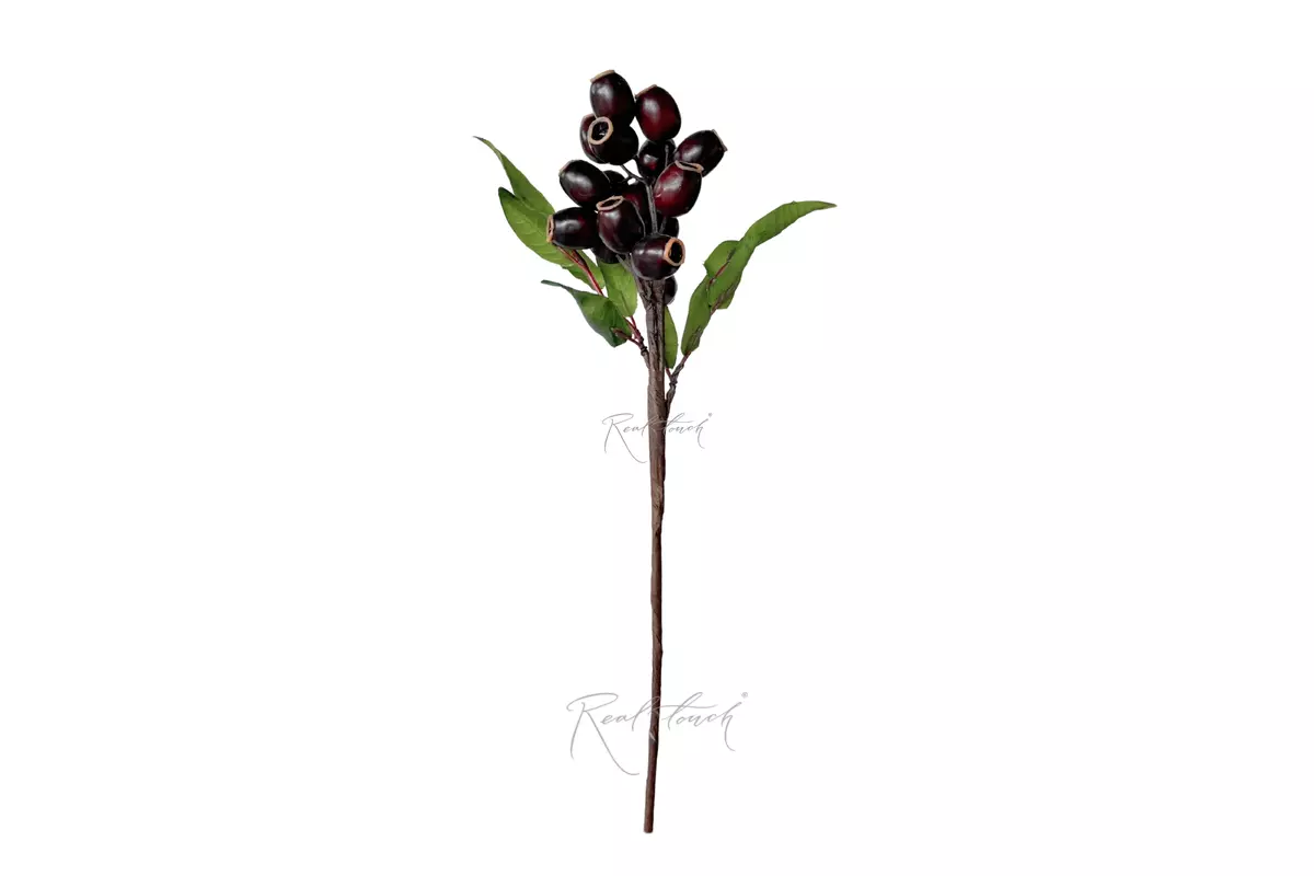 Artificial Eucalyptus branch with fruits  - Brown