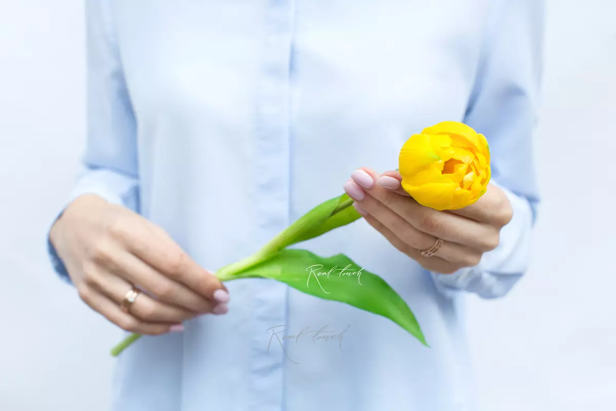 Real Touch Peony Tulip - yellow