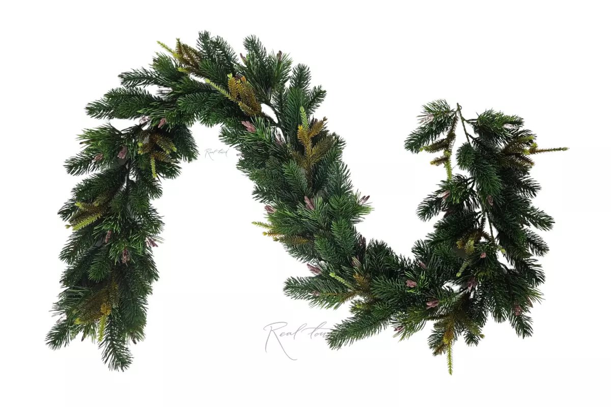 Garland of Real Touch needles with a cast needle 180cm - green