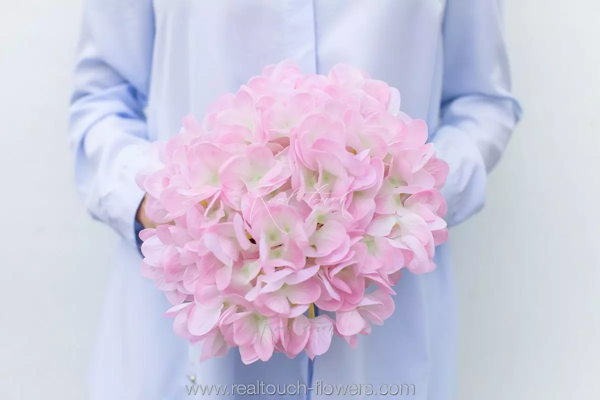 Real Touch Hydrangea Flower XL (without stem) - white pink 