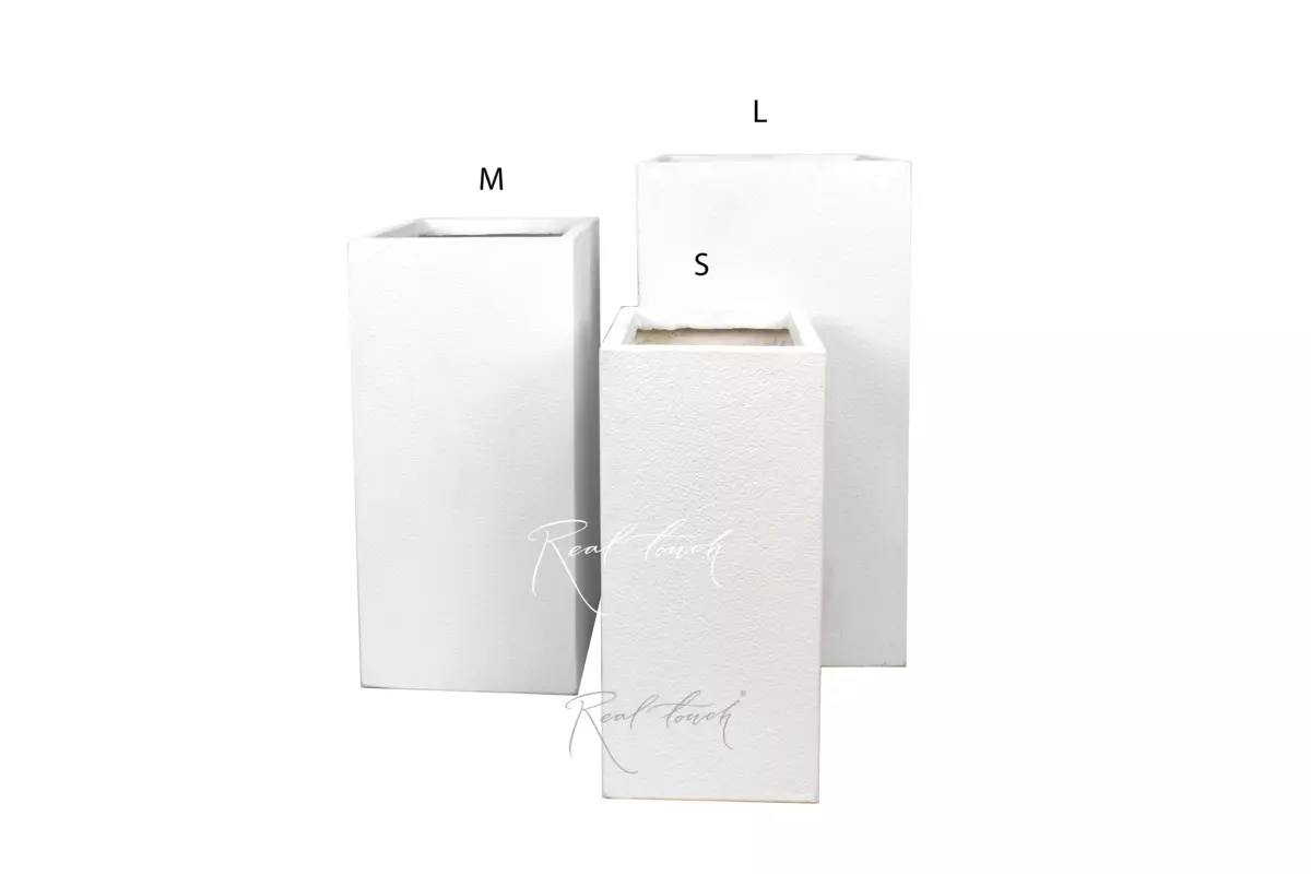 Real Touch Rectangular Planter (S) - white