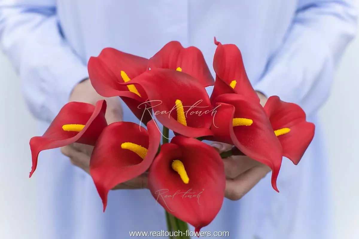Calla Lily Bouquet with 9 Flowers - red