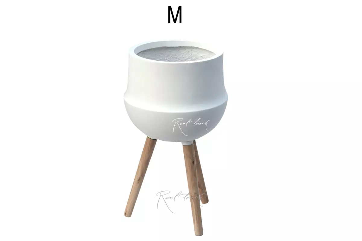 Planter Real Touch cast iron with legs (M) - white