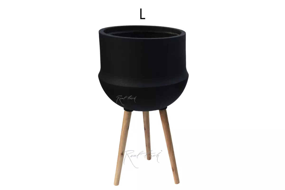 Planter Real Touch cast iron with legs (L) - Black