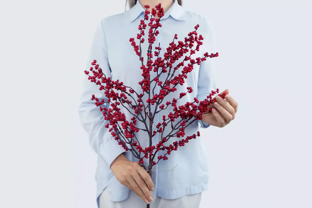 Large Ilex branch - red