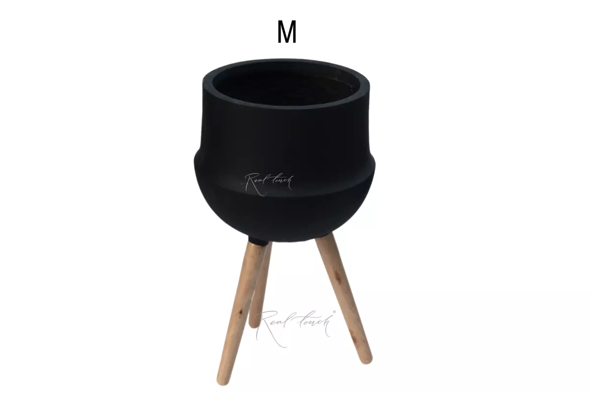 Planter Real Touch cast iron with legs (M) - Black