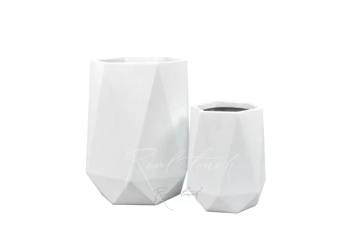 Planter Real Touch Hexagon (S) - white