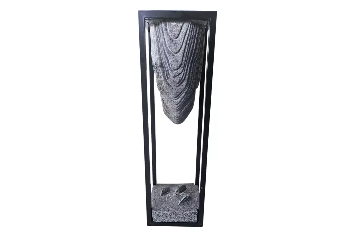 Planter rock in a metal frame high  - Black