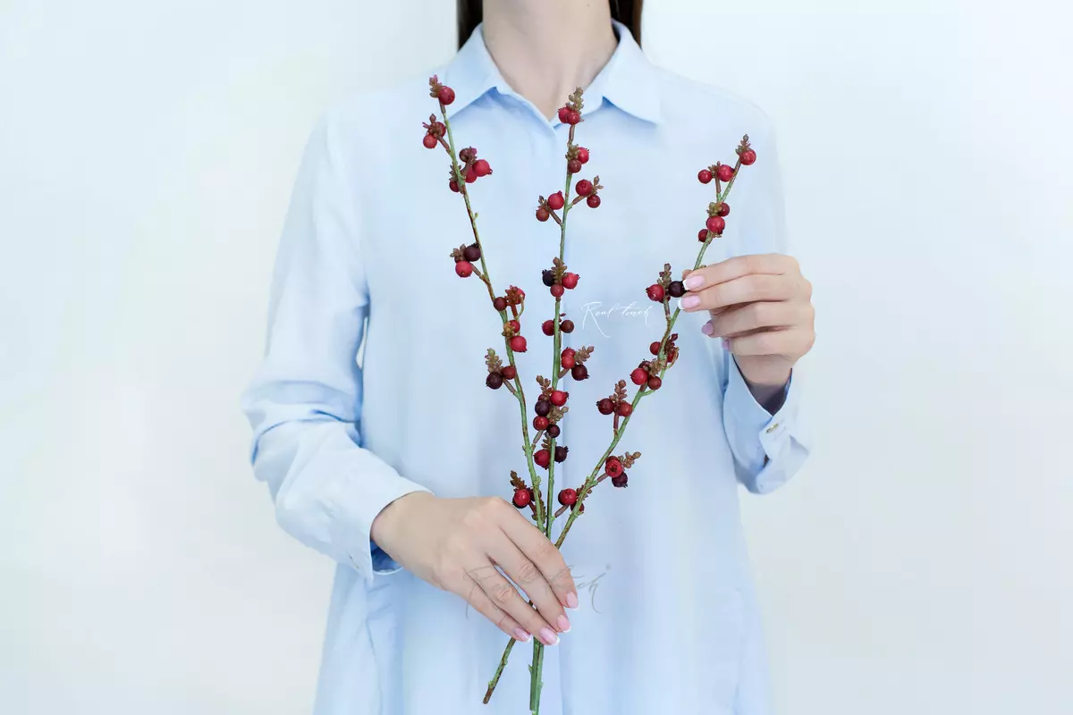 Branch with berries (Bundle of 3 pieces) - red