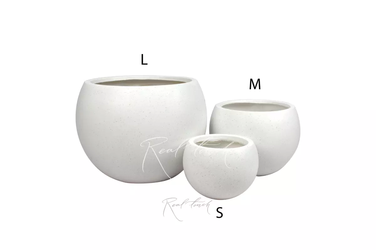 Planter Real Touch sphere (L) - white
