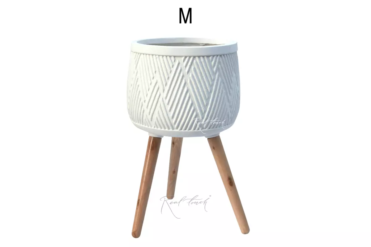 Planter Real Touch bowl with legs (M) - white