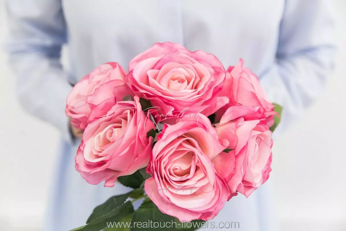 Real Touch Rose Bouquet Esperance (6 flowers) - pink