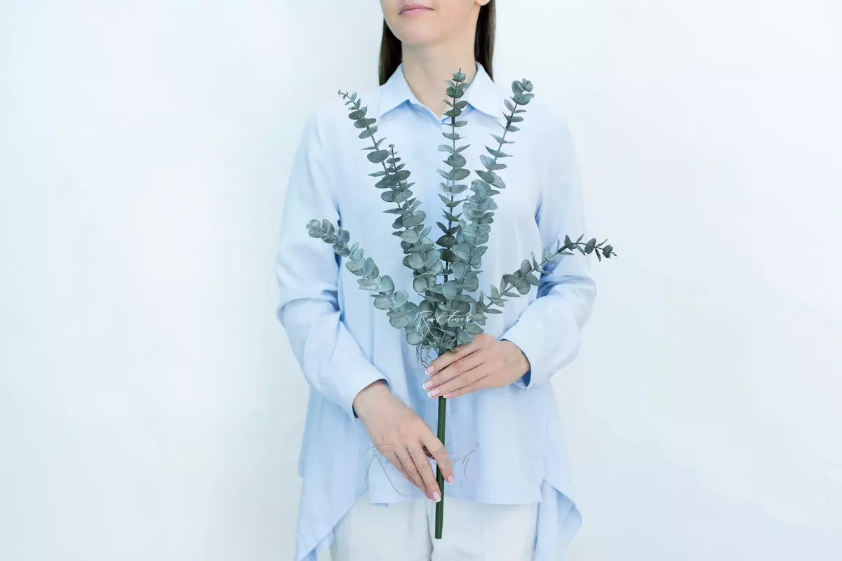 Real Touch Baby Blue Eucalyptus bush - dusty green