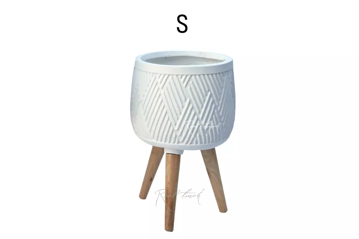 Planter Real Touch bowl with legs (S) - white