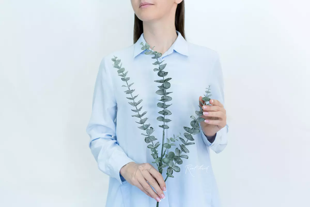 Real Touch Baby Blue Eucalyptus branch - dusty green