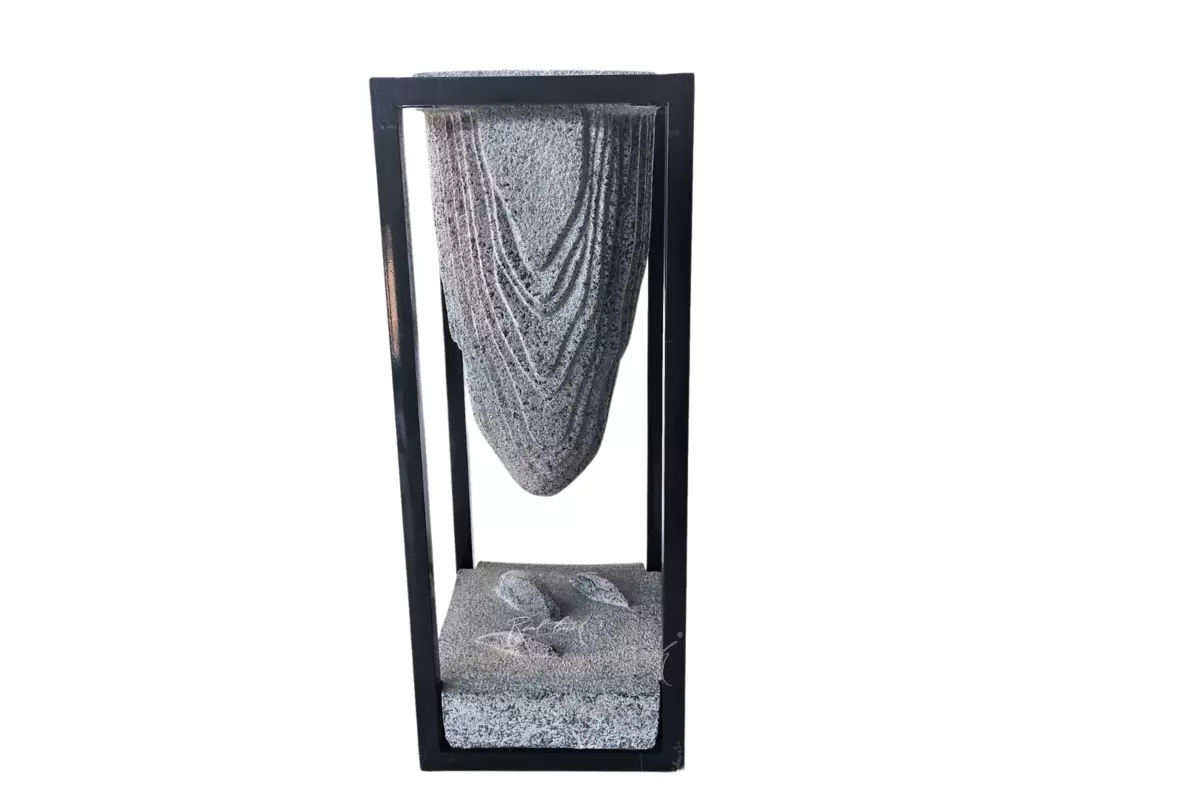 Planter rock in a metal frame medium  - Black
