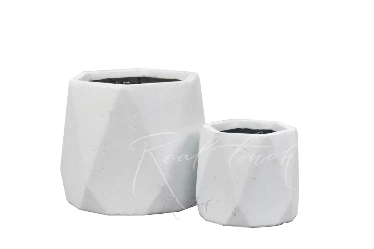 Planter Real Touch Hexagon small (S) - white