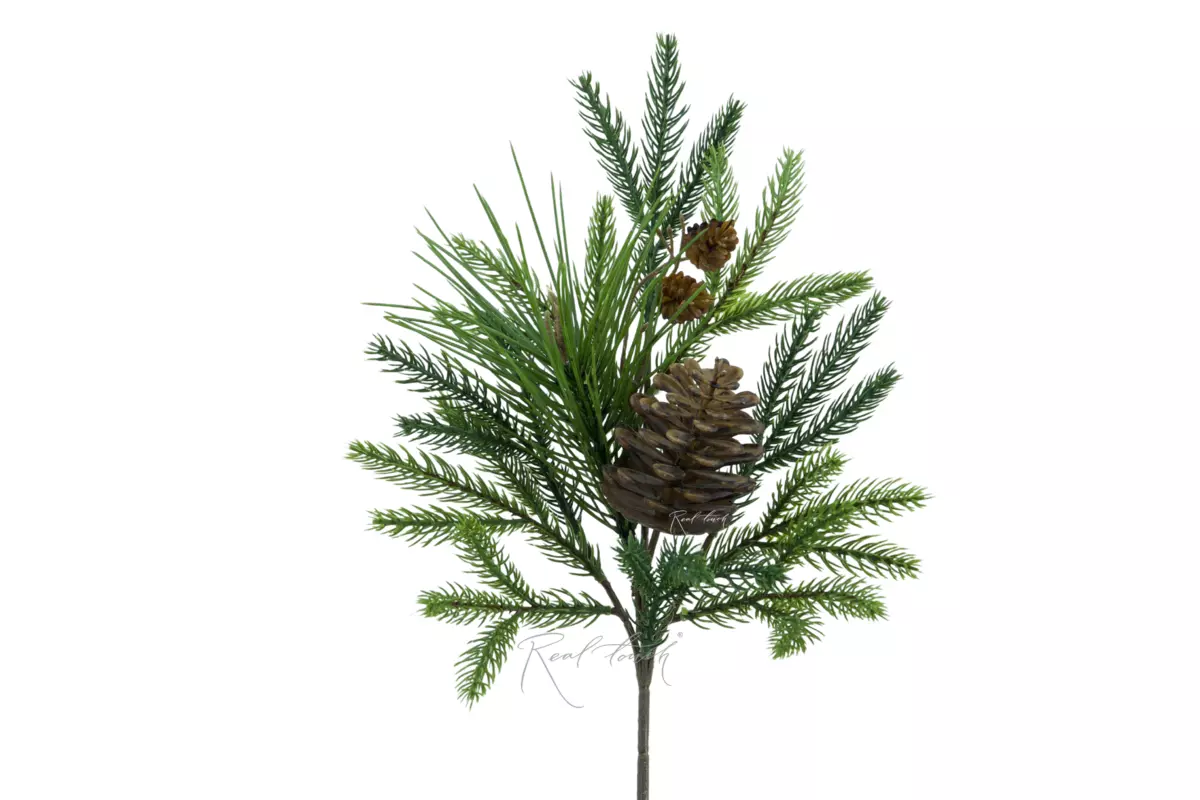 Real Touch Spruce Branch with pine cones - green Real Touch Spruce Branch with pine cones - green
